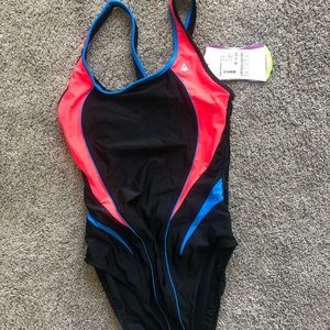 Aqua sphere one peace black swimsuit sz 14
